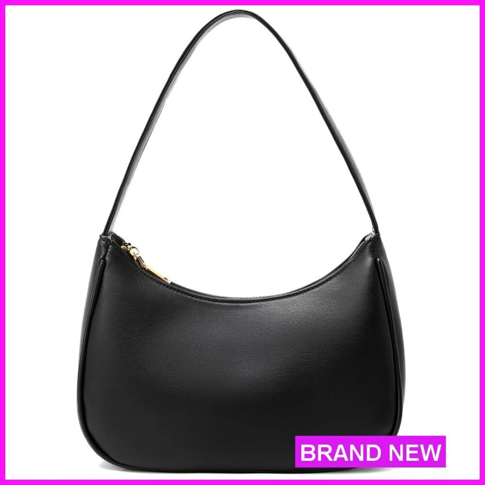 PU Leather Hobo Shoulder Bag Mini Clutch Tote with Zipper Closure